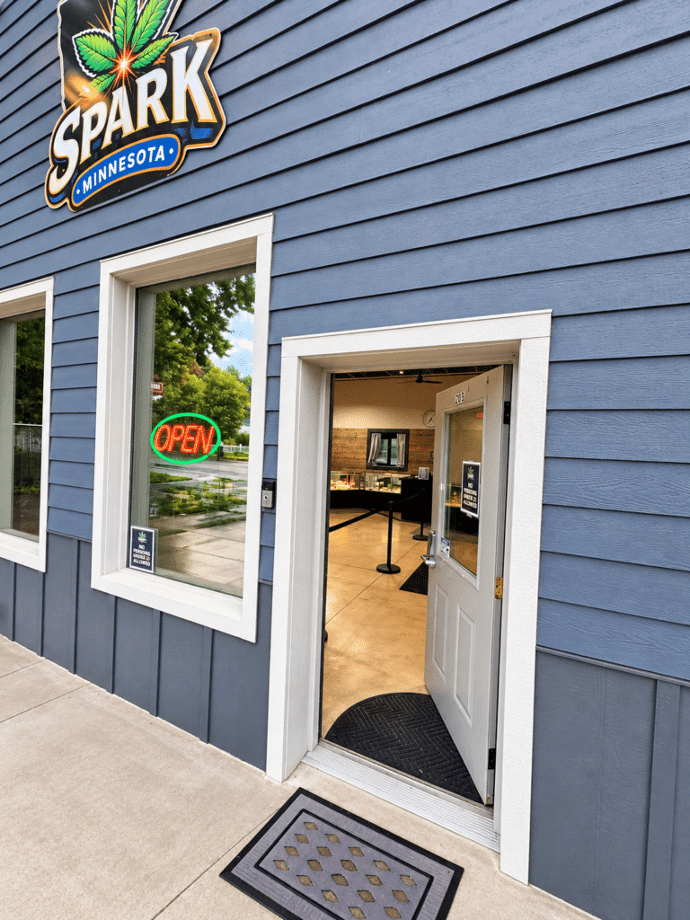 Exterior of SPARK Minnesota cannabis dispensary in Milaca, Minnesota